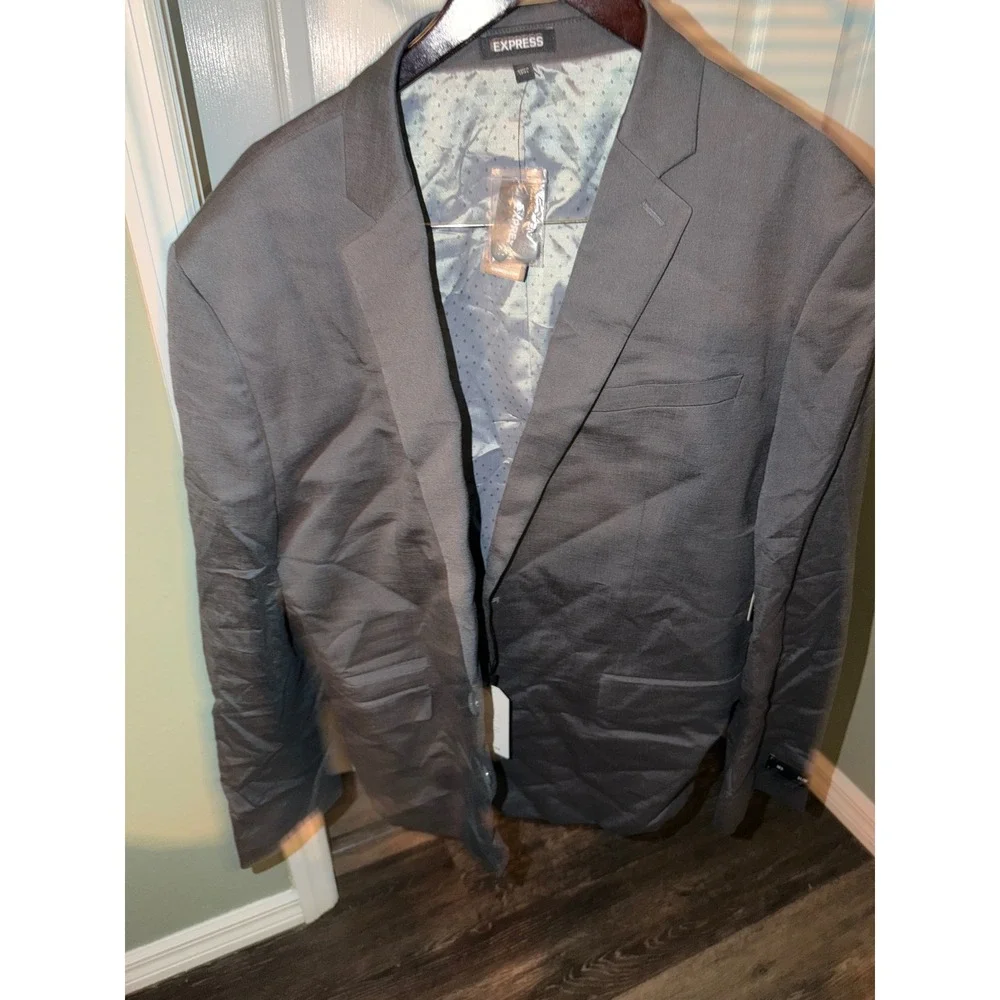 Express Mens Slim Fit Suit Jacket Charcoal Gray Blazer‎ 48S New With Tags